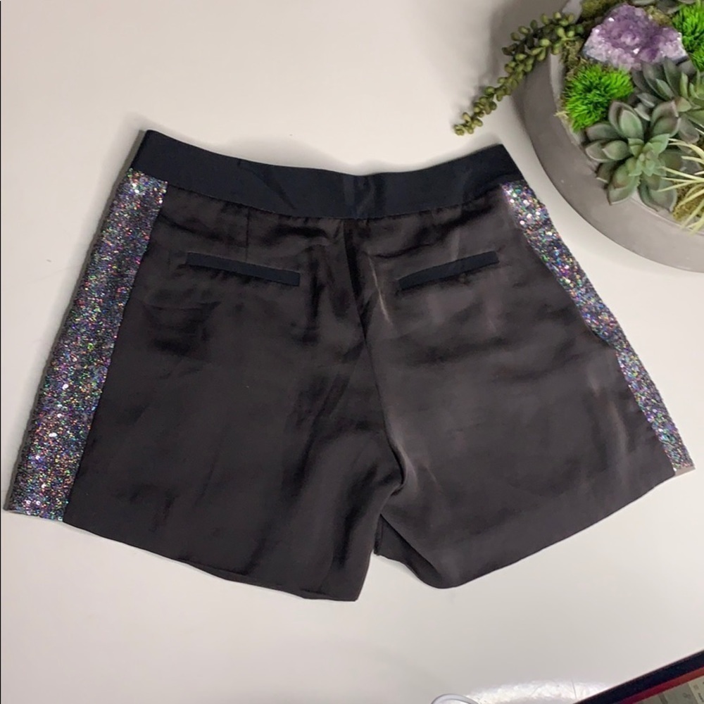 Rebecca Taylor Silk Pleated Sequin silver shimmer dress evening shorts 4 - Picture 7 of 11
